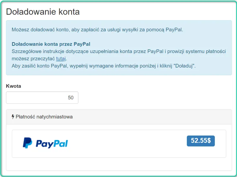 Jak doładować konto do zorganizowania dostawy