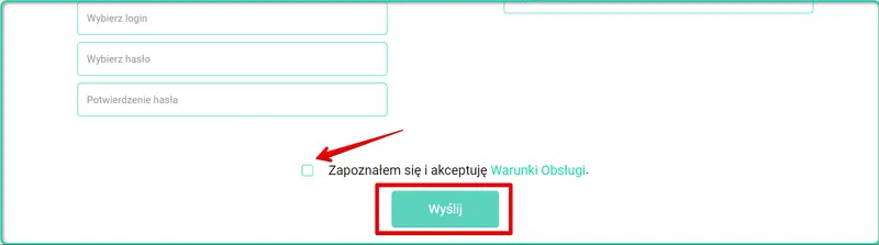 Rejestracja na stronie