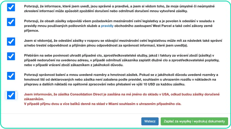Załatwianie paczek Konsolidacji Direct